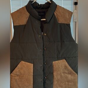 Banana Republic Green and Tan Puffer Vest
